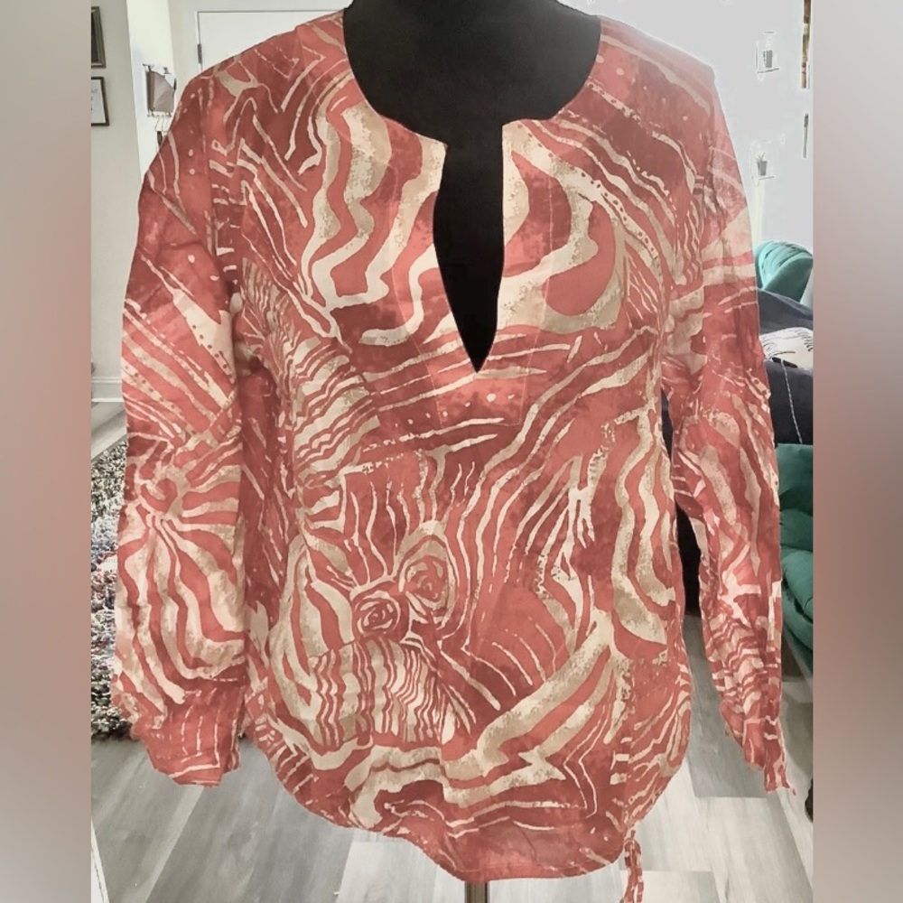 Chicos Bold Statement, Lightweight Semi Sheer Red… - image 1